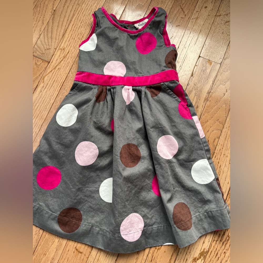 Boden girls polka dot dress with velvet trim size 2-3Y